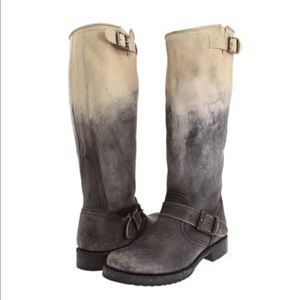 Frye Veronica Slouch Black Stone Wash Tall Boots